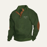 The Harringdale Men’s Milano Knit Quarter Zip Sweater with Elbow Patches