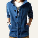 The Athens Men’s Winter Front Button Stand Collar Knit Cardigan
