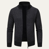 The Modica Men’s Knitted Stand Collar Zip Up Plaid Winter Cardigan