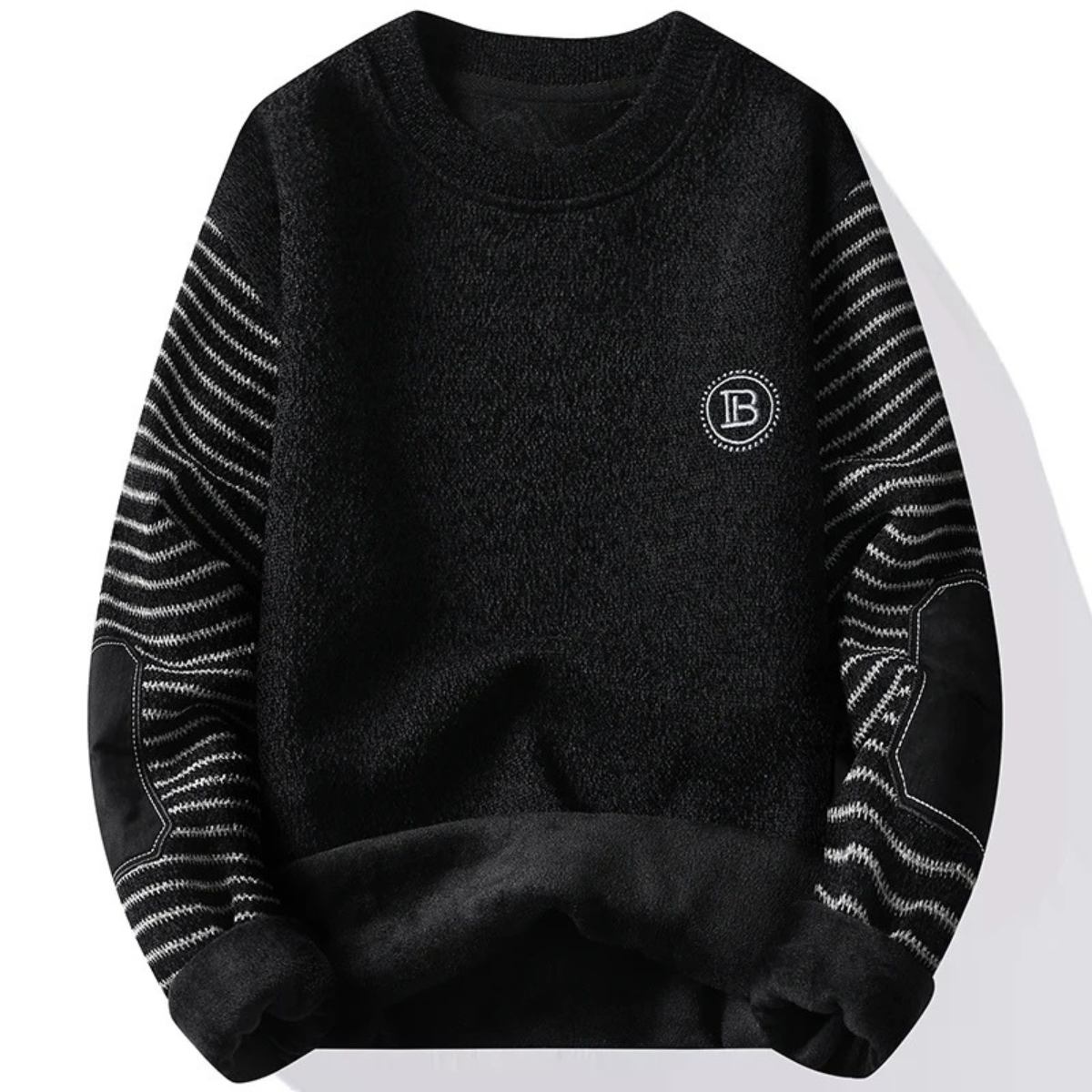 The Porto Cervo Men’s Warm Winter Round Neck Knit Patchwork Sweater