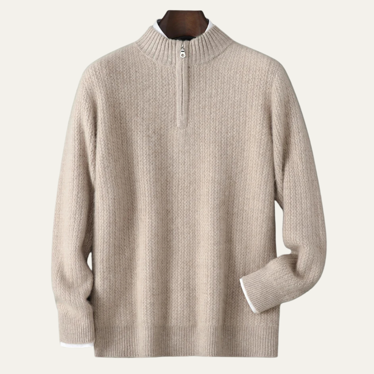 The Valladolid Men’s Winter Quarter Zip High Collar Knit Sweater