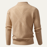 The Castellina Men’s Stand Collar Geometric Knit Zip Up Sweater
