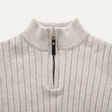 The Favignana Men's Knitted Stand Collar Ribbed Half Zip Sweater