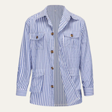 The Bramblewood Men’s Streetwear Striped Button Down Shirt with Pockets