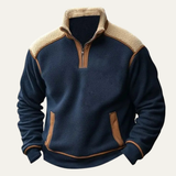 The Willowfall Men's Warm Color Block Sherpa Fleece Half Zip Sweater