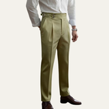 The Claremont Men’s High Waisted Linen Dress Pants with Adjustable Side Buckle Waist