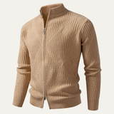The Castellina Men’s Stand Collar Geometric Knit Zip Up Sweater