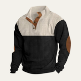 The Woodridge Men's Corduroy Color Block Sweater with Suede Elbow Patches