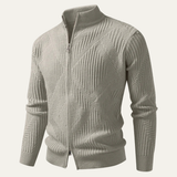 The Castellina Men’s Stand Collar Geometric Knit Zip Up Sweater