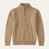 The Castellina Men’s Stand Collar Geometric Knit Zip Up Sweater