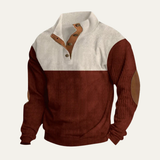 The Woodridge Men's Corduroy Color Block Sweater with Suede Elbow Patches
