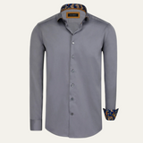 The Mayfair Men’s Tailored Cotton Satin Long Sleeve Dress Shirt - Gray