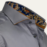 The Mayfair Men’s Tailored Cotton Satin Long Sleeve Dress Shirt - Gray