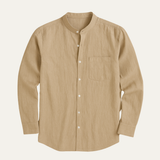 The Manly Men’s Casual Button Up Linen Long Sleeve Shirt with Pocket