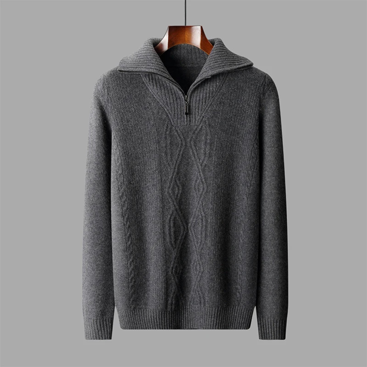 The Riverhill Men's Cable Knit Half Zip Sweater