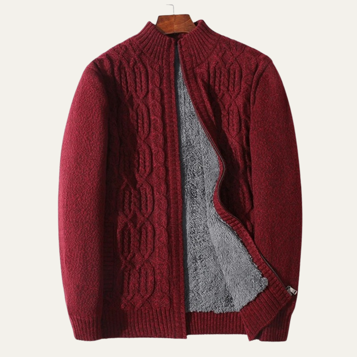 The Bellwood Men’s Wool Fleece Winter Zip Cardigan