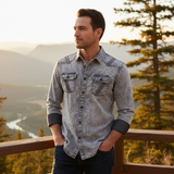 The Windcrest Men’s Casual Button Up Vintage Denim Shirt