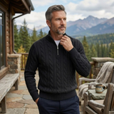 The Pesaro Men’s Cable Knit High Neck Quarter Zip Sweater