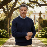 The Versailles Merino Wool Knit Sweater for Men - Navy Blue