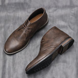 The Crosby Men's Street Style Leather Lace Up Ankle Boots