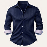 The Sorrento Men’s Trendy Slim Fit Striped Button Up Shirt
