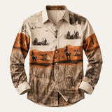 The Linfield Men’s Two Tone Patchwork Western Trendy Denim Shirt