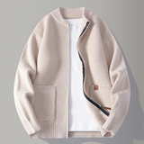 The Montbrook Men’s Stand Collar Casual Rib Knit Zip Cardigan
