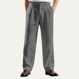 The Freycinet Men’s Lightweight Smart Casual White Pinstripe Dress Pants