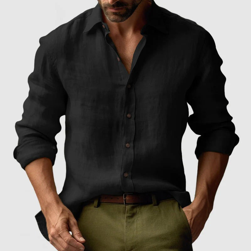 The Zurich Vintage Long Sleeve Linen Shirt for Men
