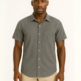 The Monaco Men's Linen Old Money Short-Sleeve White Shirt