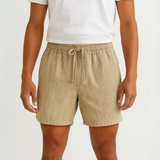 The Lisbon Men's Linen Old Money Beige Shorts