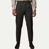 The Berrima Men’s Smart Casual Tweed Check Tailored Dress Pants – Black