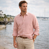 The Willowcrest Park Men's Lightweight Linen Summer Casual Button Up Shirt