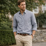 The Willowcrest Park Men's Lightweight Linen Summer Casual Button Up Shirt