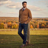 The Stamford Men's Cable Knit Collar Stand Sweater