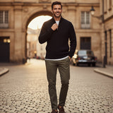 The Edinburgh Men’s Quarter Zip Ribbed Knit Casual Sweater