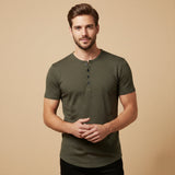 The Bathwick Men’s Breathable Henley Collar Summer T Shirt
