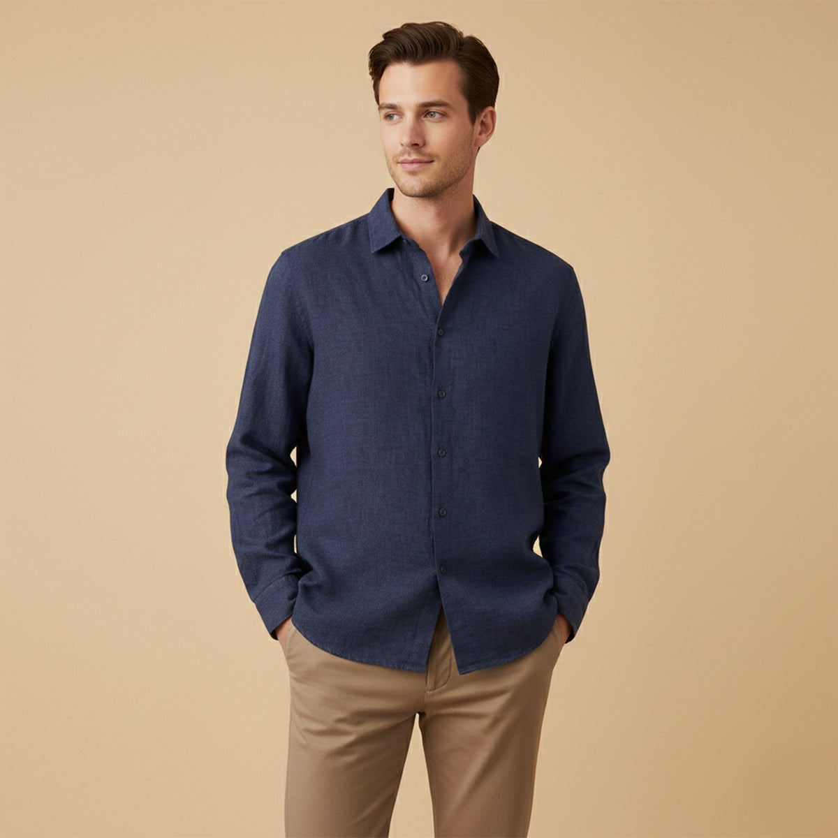 The Kensington Men’s Lightweight Loose Fit Linen Button Up Shirt