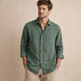 The Meadowfall Men’s Casual Loose Fit Linen Button Up Shirt