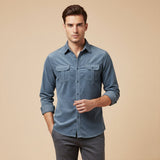 The Positano Men’s Casual Button Up Corduroy Shirt