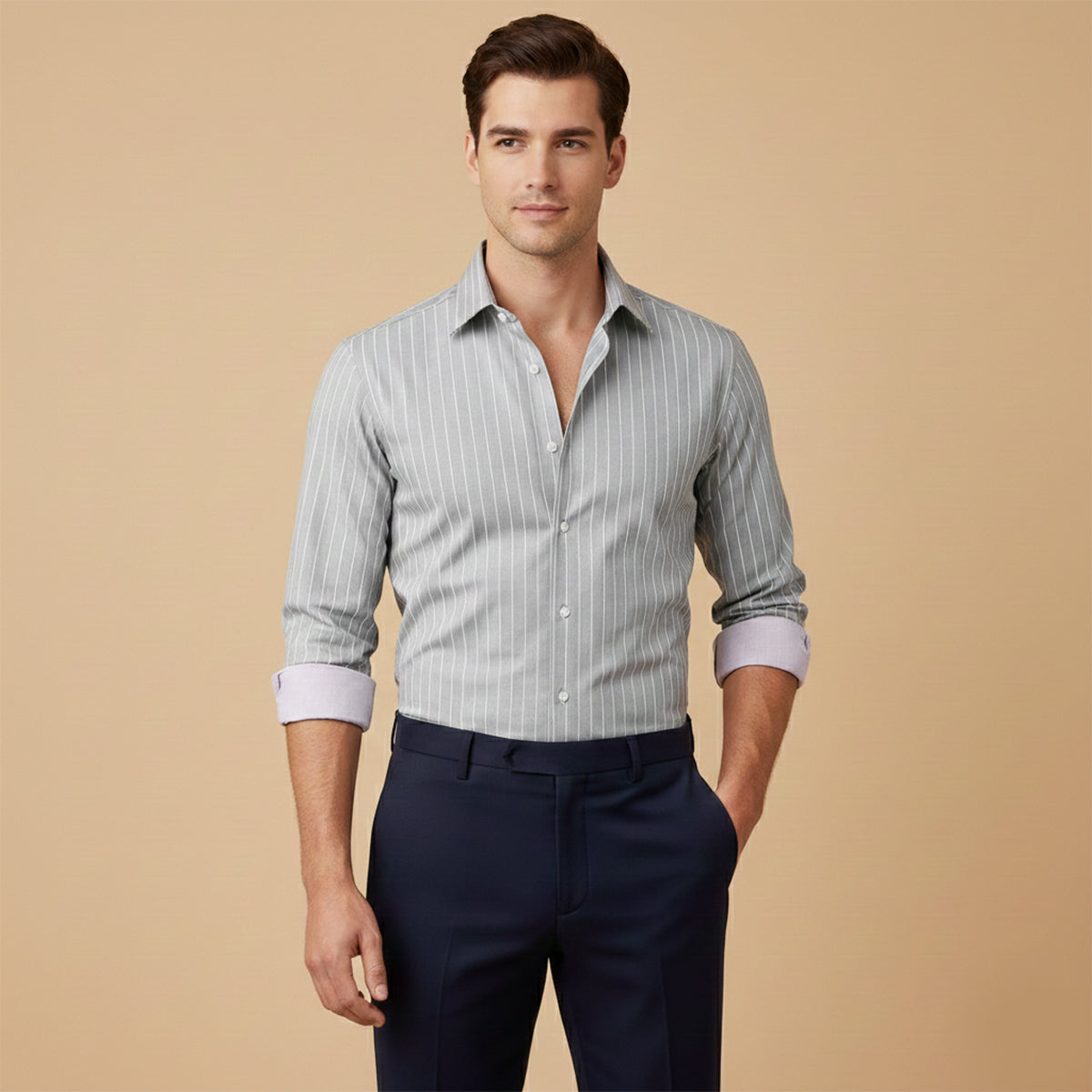 The Sorrento Men’s Trendy Slim Fit Striped Button Up Shirt