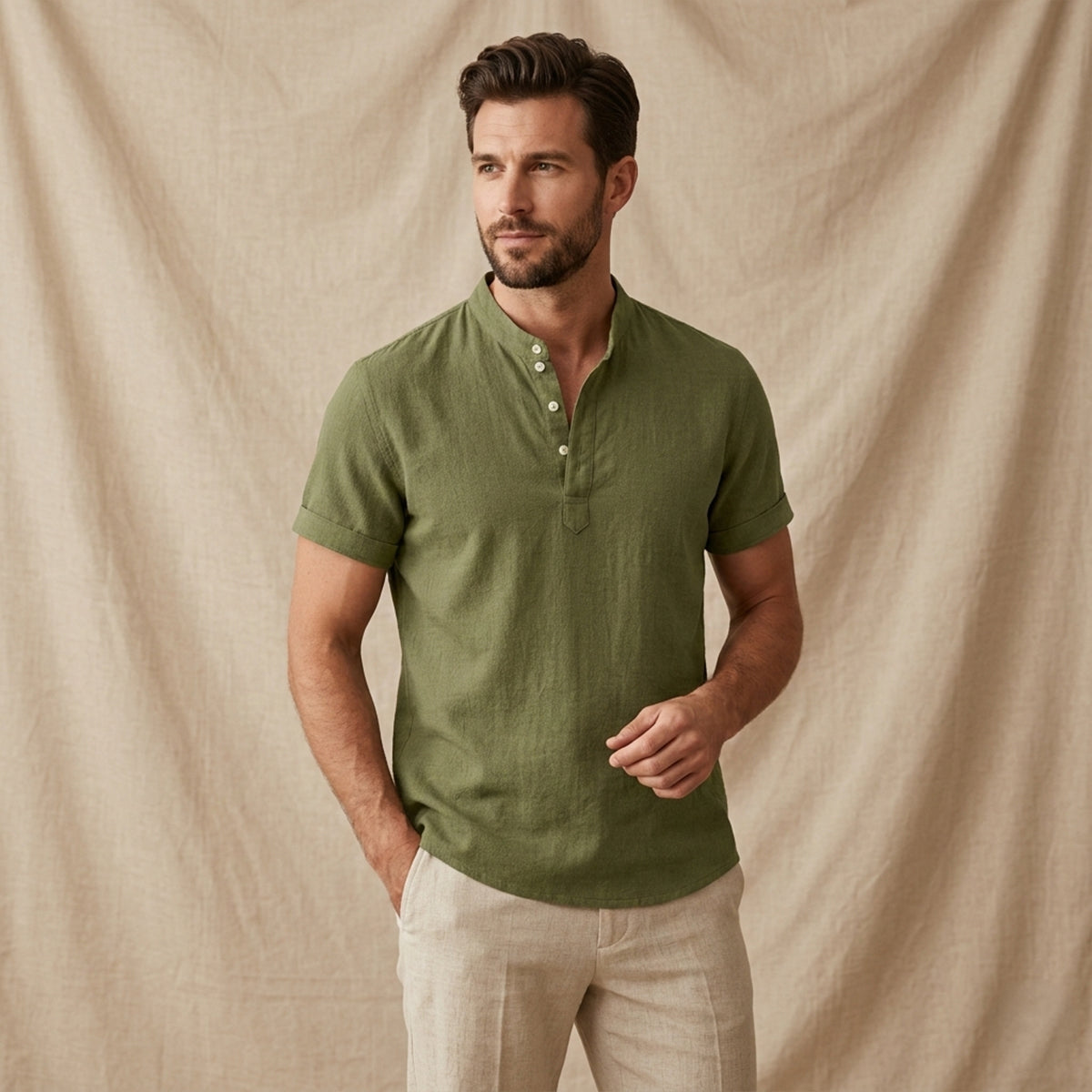 The Glencrest Ridge Men's Soft Linen Summer Casual Button Up Shirt
