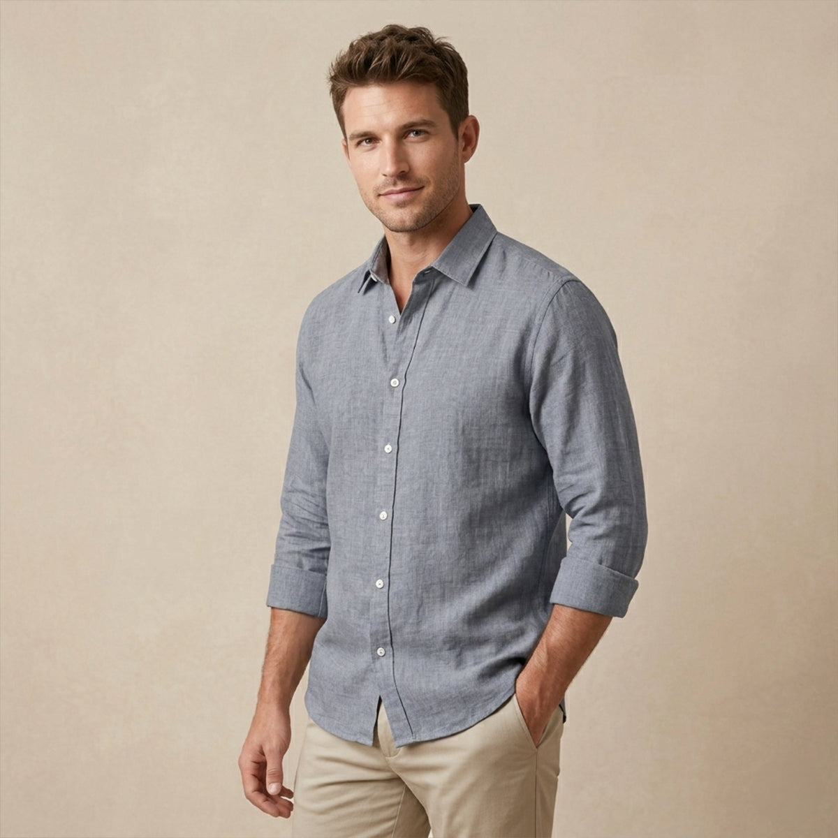 The Willowcrest Park Men's Lightweight Linen Summer Casual Button Up Shirt