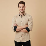 The Gorizia Men’s Trendy Contrast Trim Button Up Shirt
