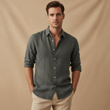 The Richmond Men’s Lightweight Cotton Linen Button Up Shirt