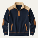 The Willowfall Men's Warm Color Block Sherpa Fleece Half Zip Sweater
